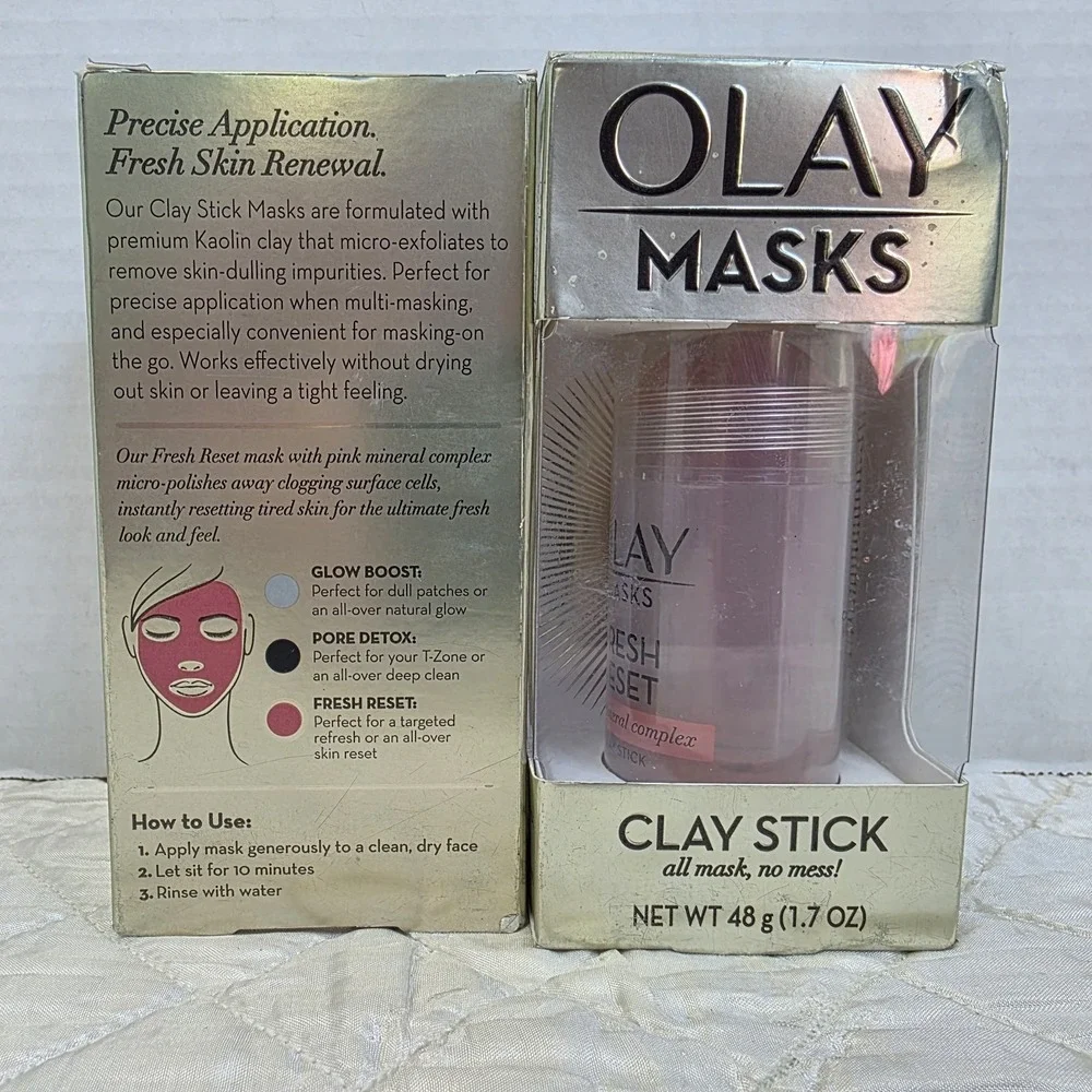 Lot Of 2 OLAY Masks.‎ Clay Stick, Fresh Reset, Pink Mineral Complex 1.7OZ